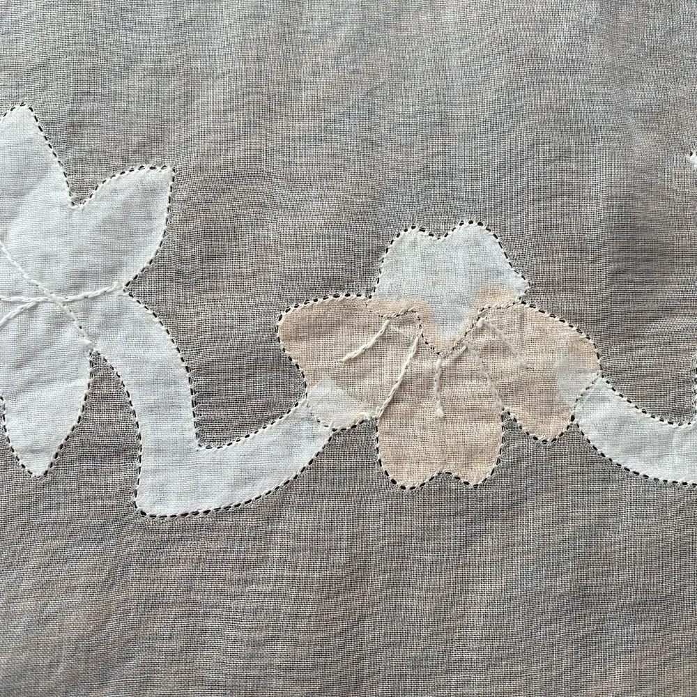 Vintage Handmade Hand Appliques Tablecloth 40x42